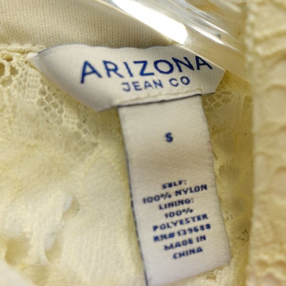 Arizona Jeans Top Womens Small Beige Lace See Through Tank Sleeveless Sheer Boho - Picture 6 of 7
